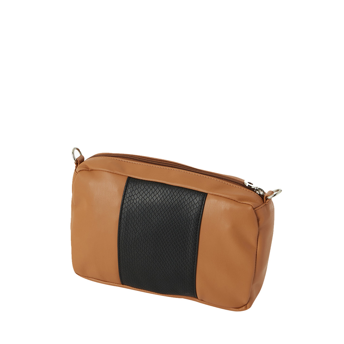 Organizer O bag glam Simil pelle nappa + fascia simil pelle stampa snake Biscotto/Nero