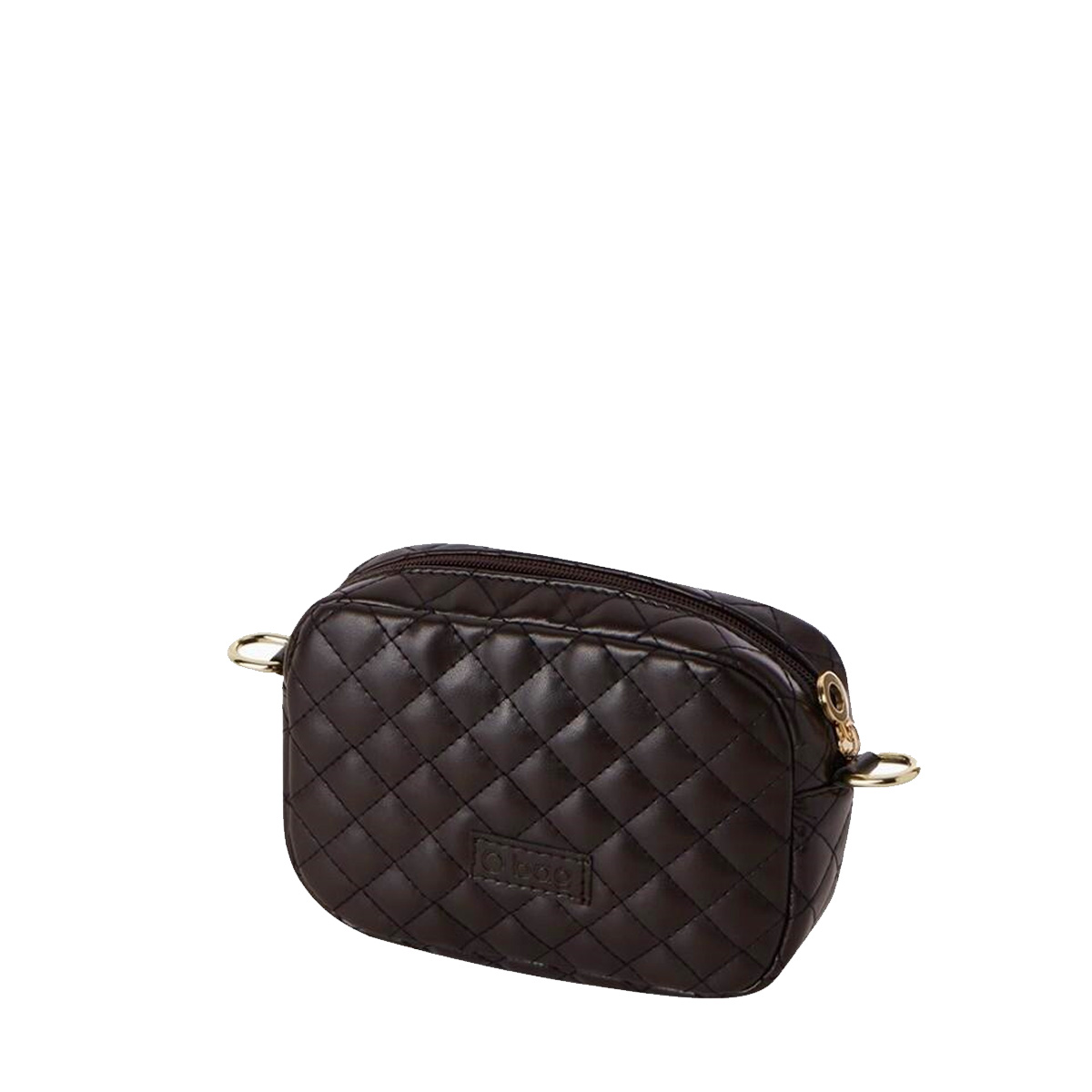 Organizer O bag pocket Effetto nappa matelasse Dark brown oro