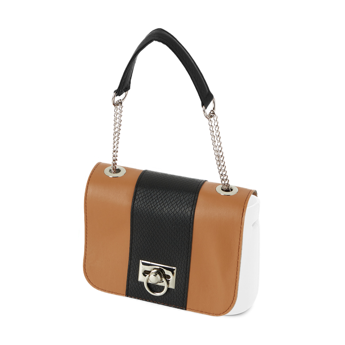 Klapka O bag pocket simil pelle nappa fascia stampa snake Biscotto nero