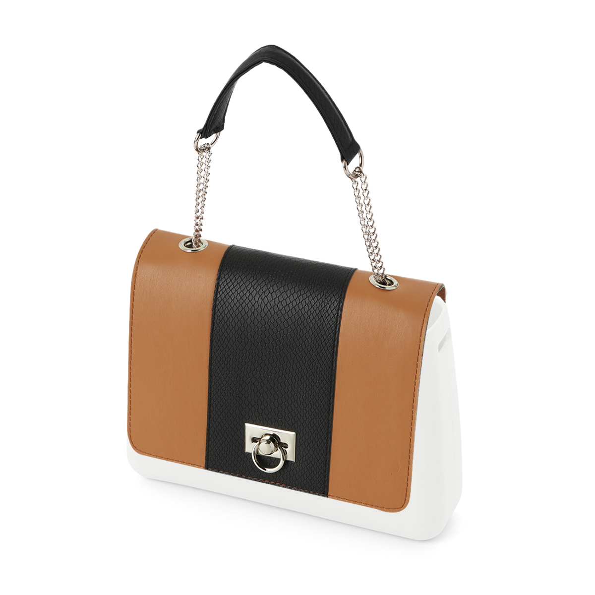 Klapka O bag glam Simil pelle nappa fascia stampa snake Biscotto nero