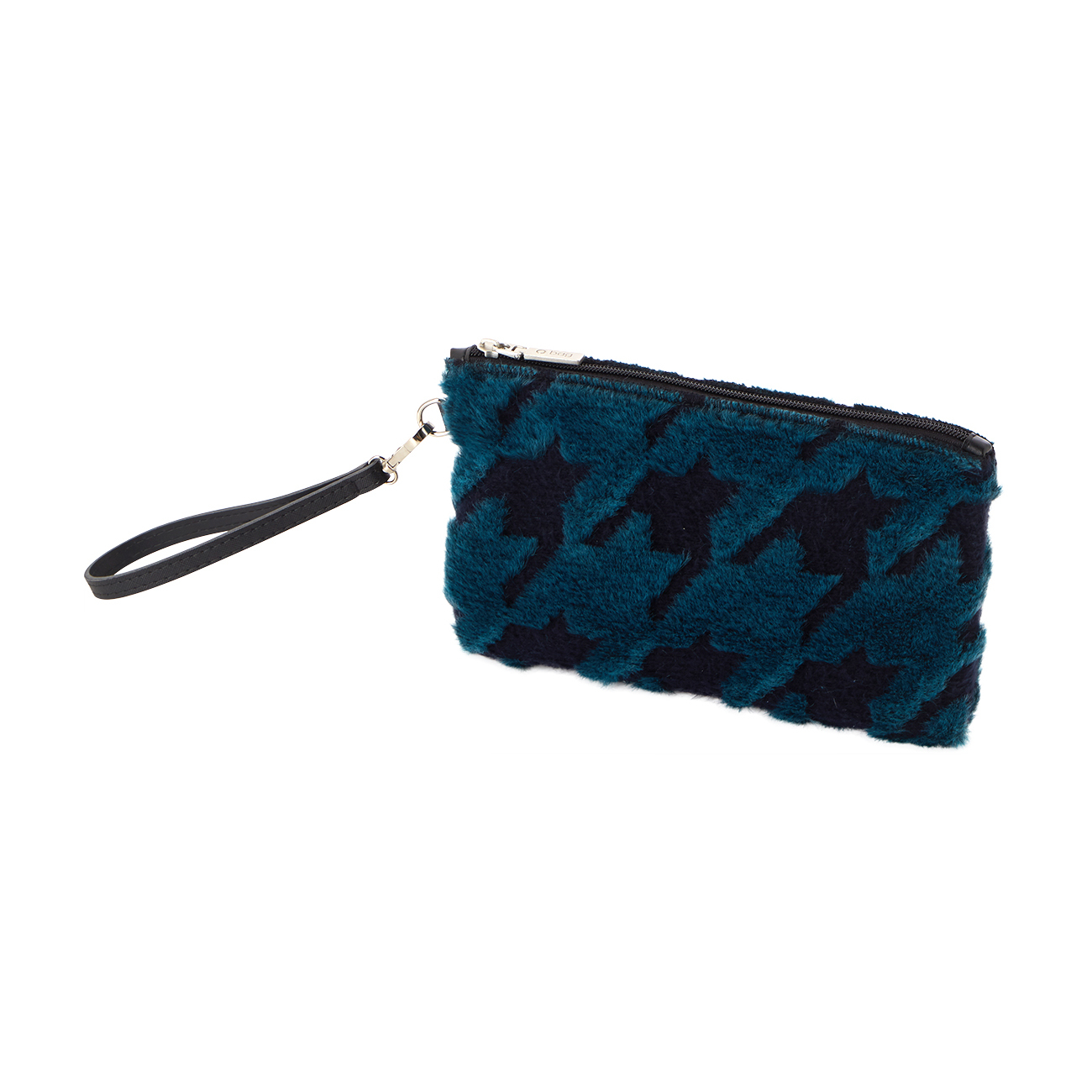 Kosmetyczka O bag ecopelliccia Laseratura pied de poule Blu navy ottanio