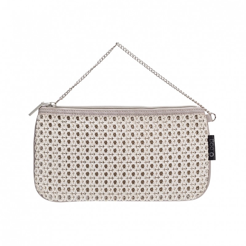 Kosmetyczka O bag Con catena tessuto traforato Bianco
