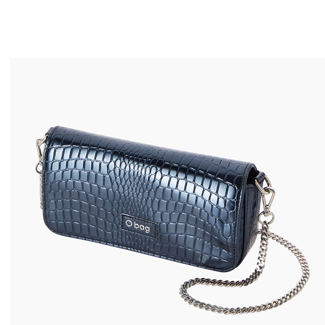 Torebka O bag Baguette mirror cocco print Blue navy