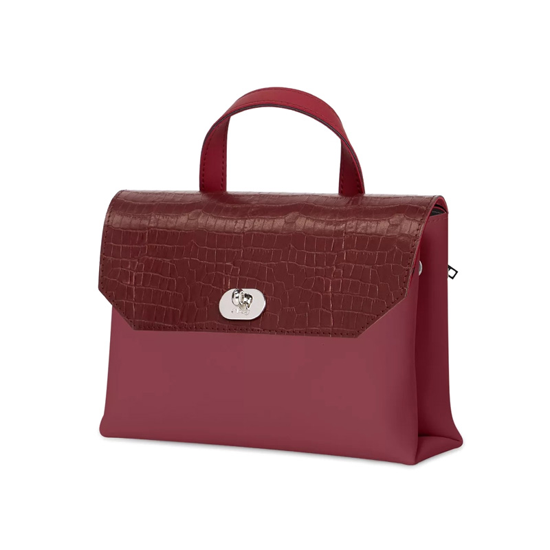 Torebka O bag soft smooth mini con pattina cocco Bordeaux