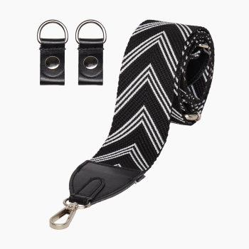 Pasek Naramienny Regolabile 80/119 + Clip Ecopelle Nero Tessuto Disegno Freccia White/Black