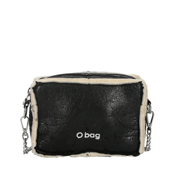 Torebka O bag glam tessuto sintetico effetto montone Nero