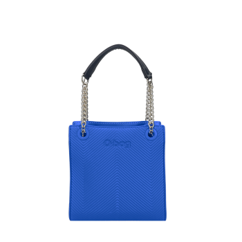Torebka  O bag double mini Spigata texture ecopelle saffiano Imperial blu