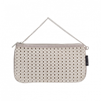 Kosmetyczka O bag Con catena tessuto traforato Bianco