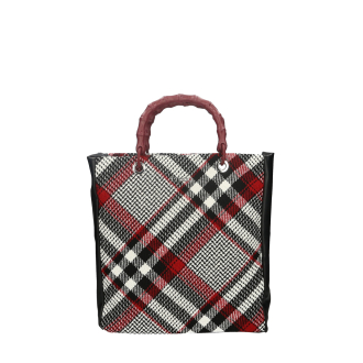 Torebka O bag market Tartan Bianco rosso nero