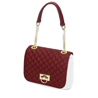 Klapka O bag pocket Matelasse effec fabric flap with wrist strap Bordeaux oro