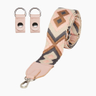 Pasek Naramienny Regolabile 80/119 + Clip Ecopelle Rosa Smoke Tessuto Disegno Greca Rombo Smoke Pink