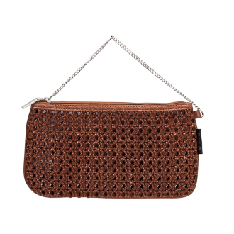 Kosmetyczka O bag Con catena tessutotraforato Cognac