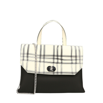 Torebka O bag soft smooth mini con Pattina check Bianco