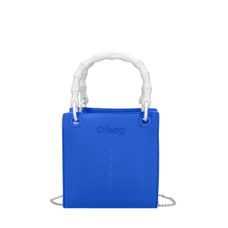 Torebka O bag double mini Spigata texture ecopelle saffiano Imperial blu