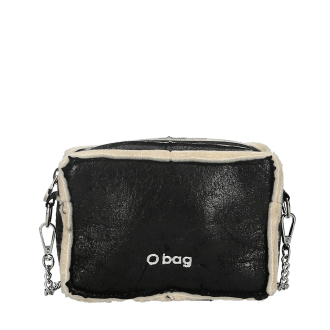 Torebka O bag glam tessuto sintetico effetto montone Nero