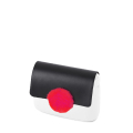Klapka O bag pocket Simil pelle nappa cerchio in contrasto ecopelliccia Nero fluo fucsia