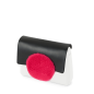 Klapka O bag glam Circle simil pelle nappa cerchio in contrasto ecopelliccia Nero fluo fucsia