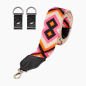 Pasek Naramienny Regolabile 80/119 + Clip Ecopelle Nero Tessuto Disegno Greca Rombo Pink