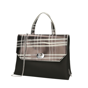 Torebka O bag soft smooth mini con Pattina check Nero