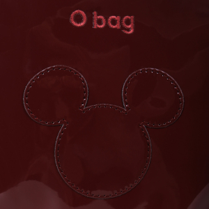 Obag Ivy | Simil pelle vernice + patch Mickey | Ruby red