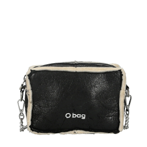 Torebka O bag glam tessuto sintetico effetto montone Nero