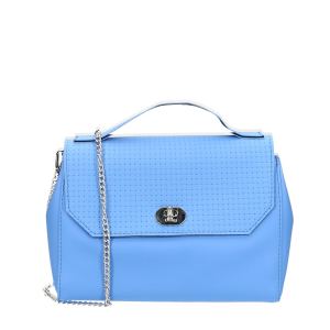 Torebka O bag soft smooth mini Texture intreccio con pattina Celeste