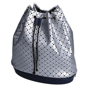 O bag Tote Simil pelle geometrica effetto traforato Silver