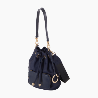 Torebka O Bag Natro O Bag Pom Pon Nylon+ Naplak Navy Blue