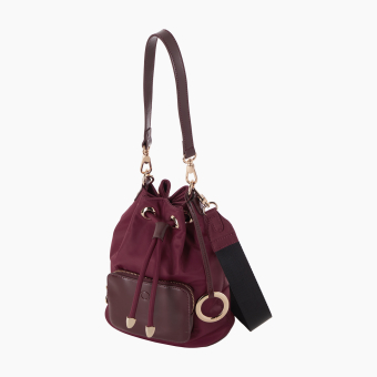 Torebka O Bag Natro O Bag Pom Pon Nylon+ Naplak Bordeaux