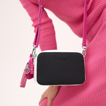 Torebka O bag milano Sintetico nappa easy Latte nero Fucsia rose