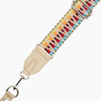 Pasek Naramienny Regolabile 80/119 + Clip Ecopelle Sabbia Tessuto Disegno Zigzag Celeste/Cedro