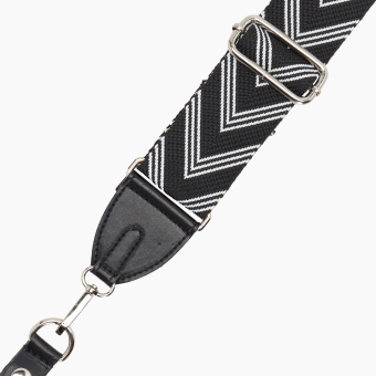 Pasek Naramienny Regolabile 80/119 + Clip Ecopelle Nero Tessuto Disegno Freccia White/Black