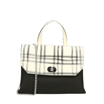 Torebka O bag soft smooth mini con Pattina check Bianco