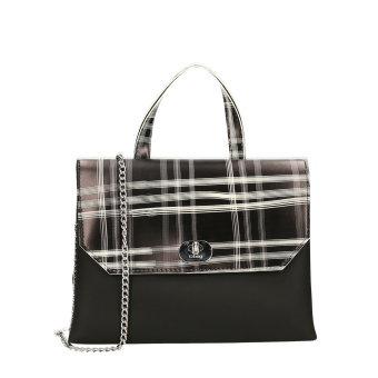Torebka O bag soft smooth mini con Pattina check Nero