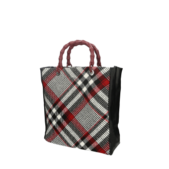Torebka O bag market Tartan Bianco rosso nero