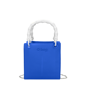 Torebka  O bag double mini Spigata texture ecopelle saffiano Imperial blu