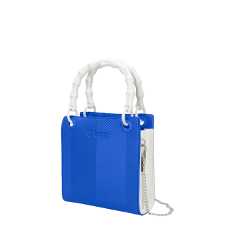 Torebka  O bag double mini Spigata texture ecopelle saffiano Imperial blu
