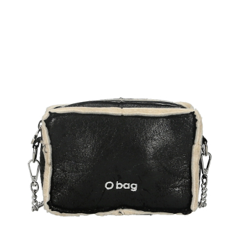 Torebka O bag glam tessuto sintetico effetto montone Nero