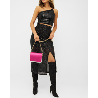 Klapka O bag pocket 3D effect satin Sangria