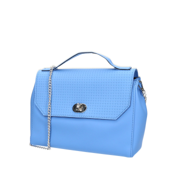 Torebka O bag soft smooth mini Texture intreccio con pattina Celeste