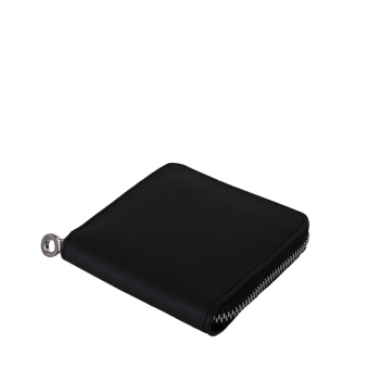 Portfel O half wally Simil pelle tessuto gommato Nero