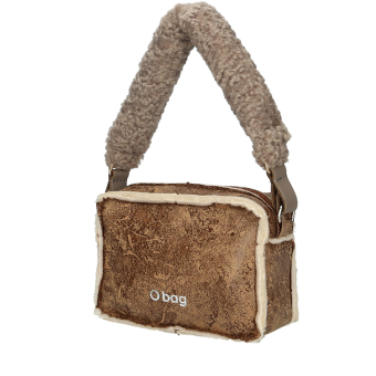Torebka O bag pocket tessuto sintetico effetto montone Biscotto