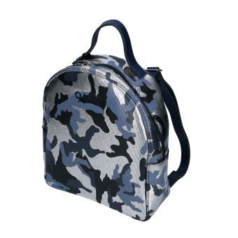Plecak O bag ivy Simil pelle camouflage Blu navy argento