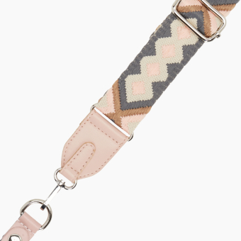 Pasek Naramienny Regolabile 80/119 + Clip Ecopelle Rosa Smoke Tessuto Disegno Greca Rombo Smoke Pink