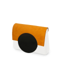 Klapka O bag glam Circle simil pelle nubuck cerchio in contrasto Nero biscotto