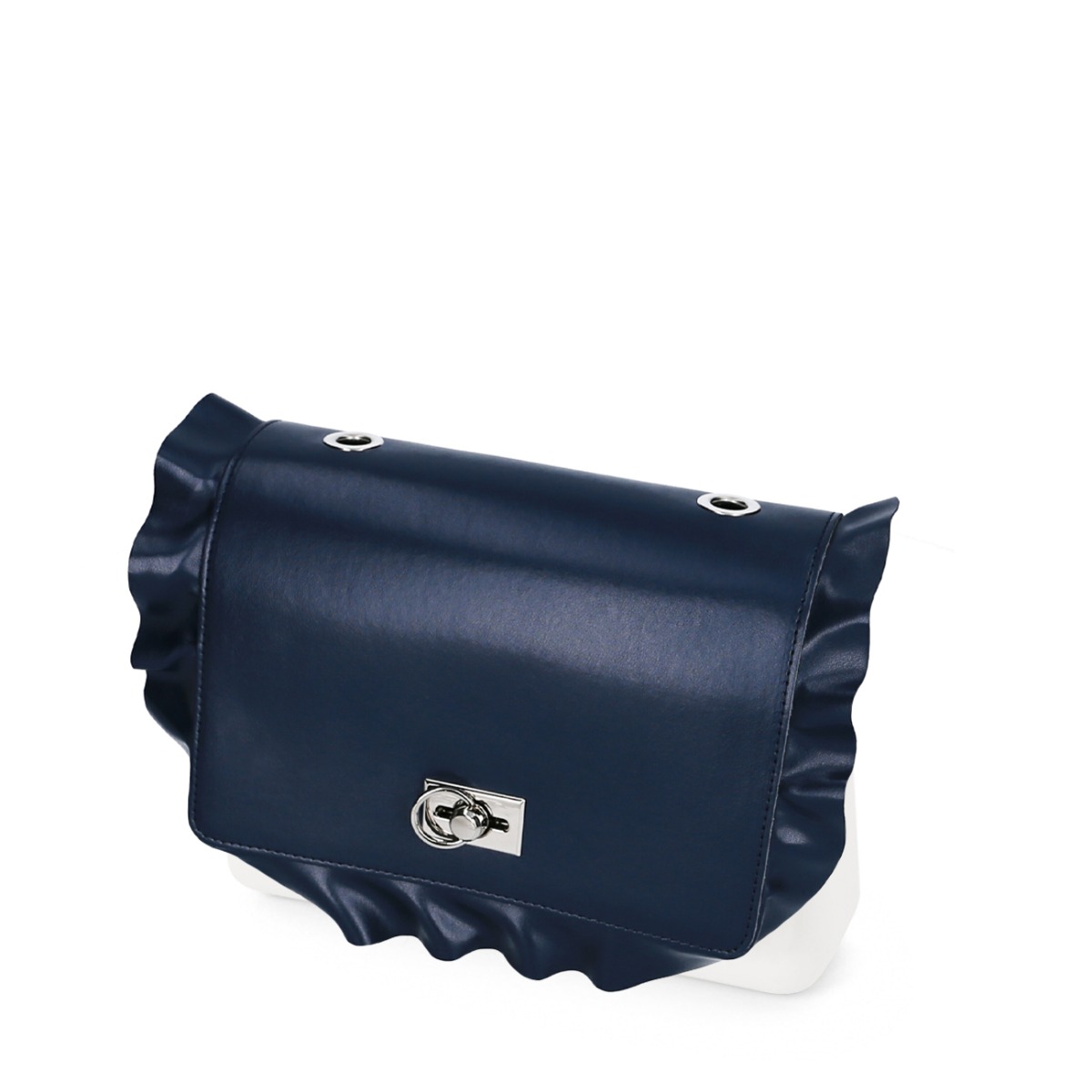 Klapka O bag glam Rouche laterale nappa Blu Navy
