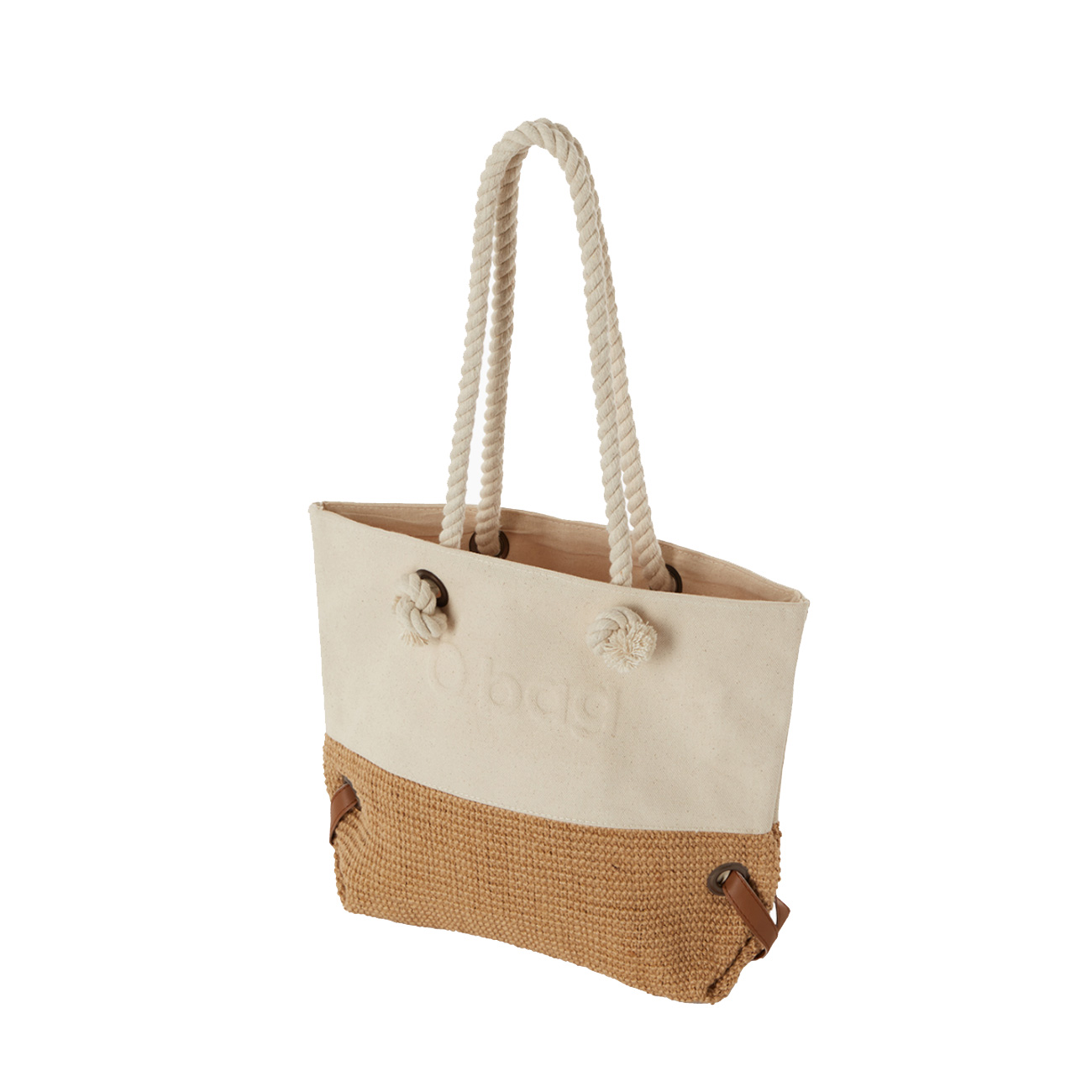 Torebka O bag mini carry 3D Logo Fabric + Juta Ecru