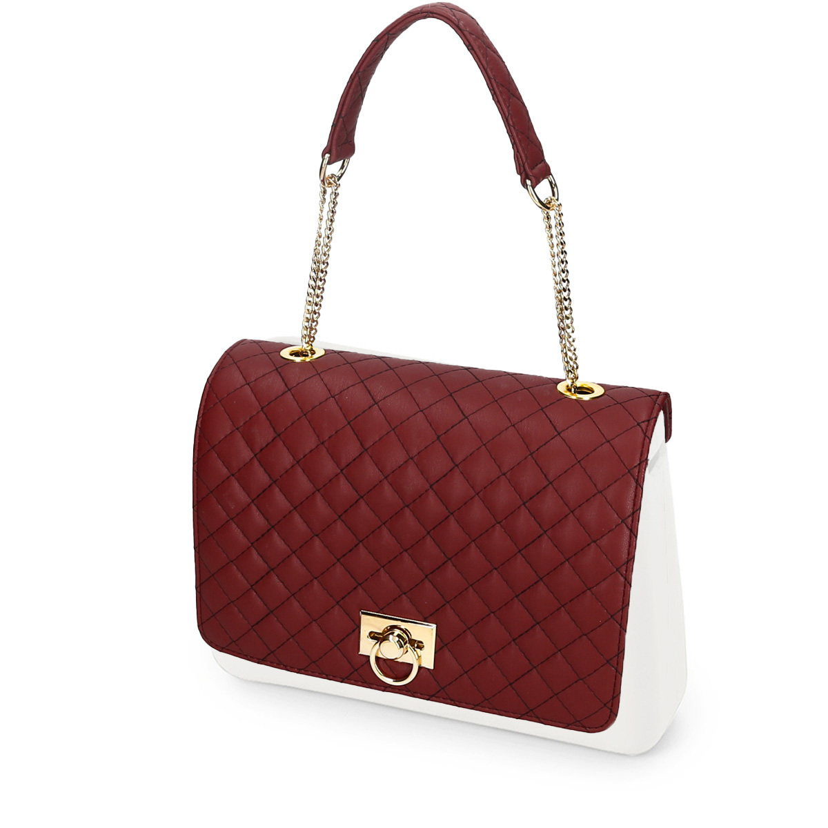 Klapka O bag glam Matelasse effect fabric flap with wrist strap Bordeaux oro