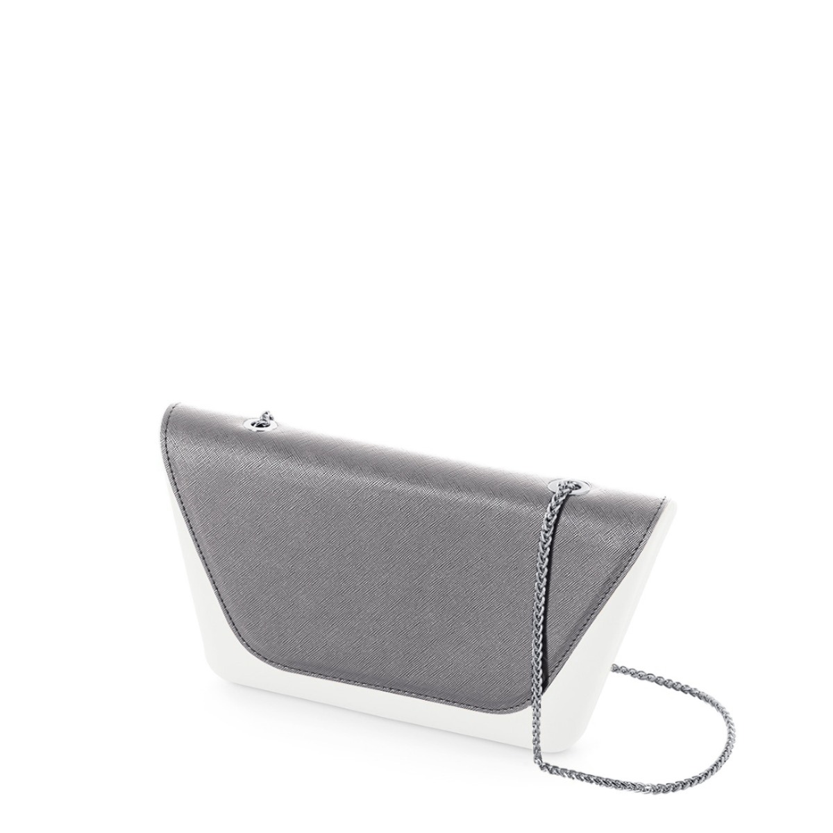 Klapka O bag sheen Saffiano con catena Argento