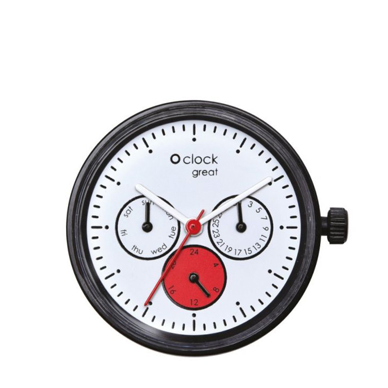 Mechanizm zegarka O clock great Date satin Biaco rosso nero